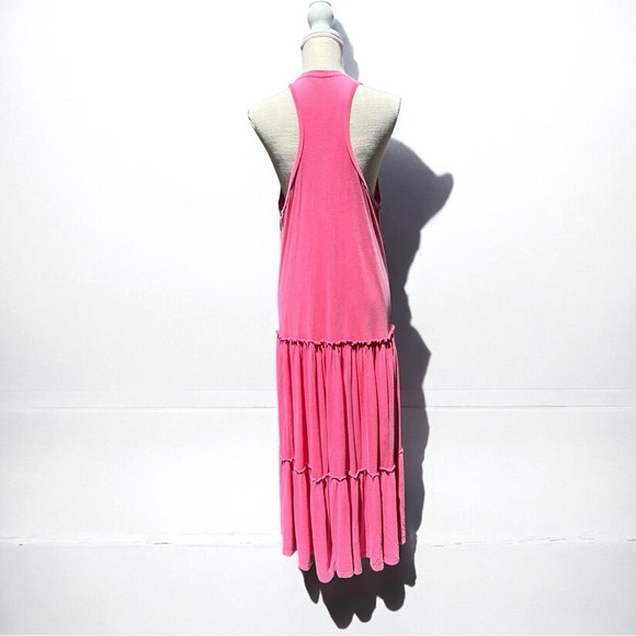 🌻Anthropologie Sundry Coral Pink Tiered Sleeveless Maxi Dress Size 4/XL - Picture 5 of 7